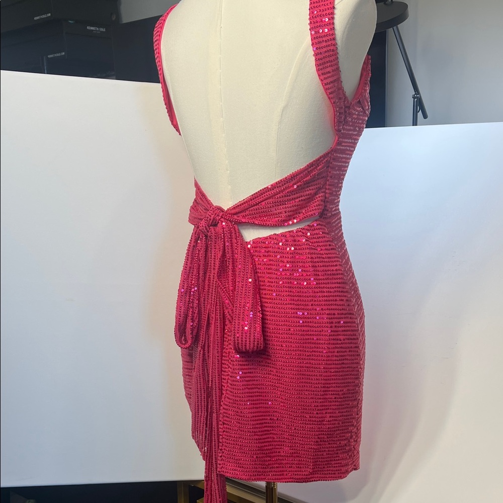 Dazzling Pink Sequin Mini Dress - Picture 5 of 5